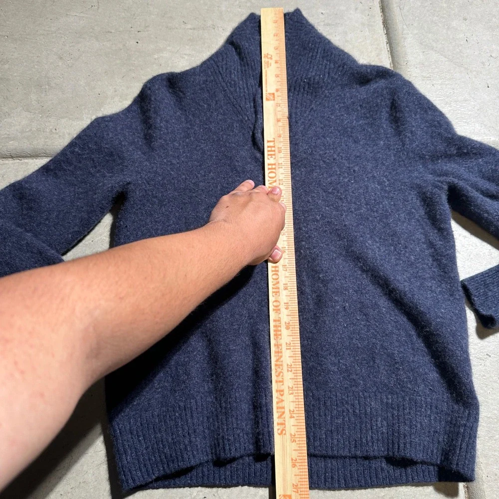 J. Crew Rugged Merino Wool Blend Shawl Collar Sweater‎ Mens Medium Blue Knit